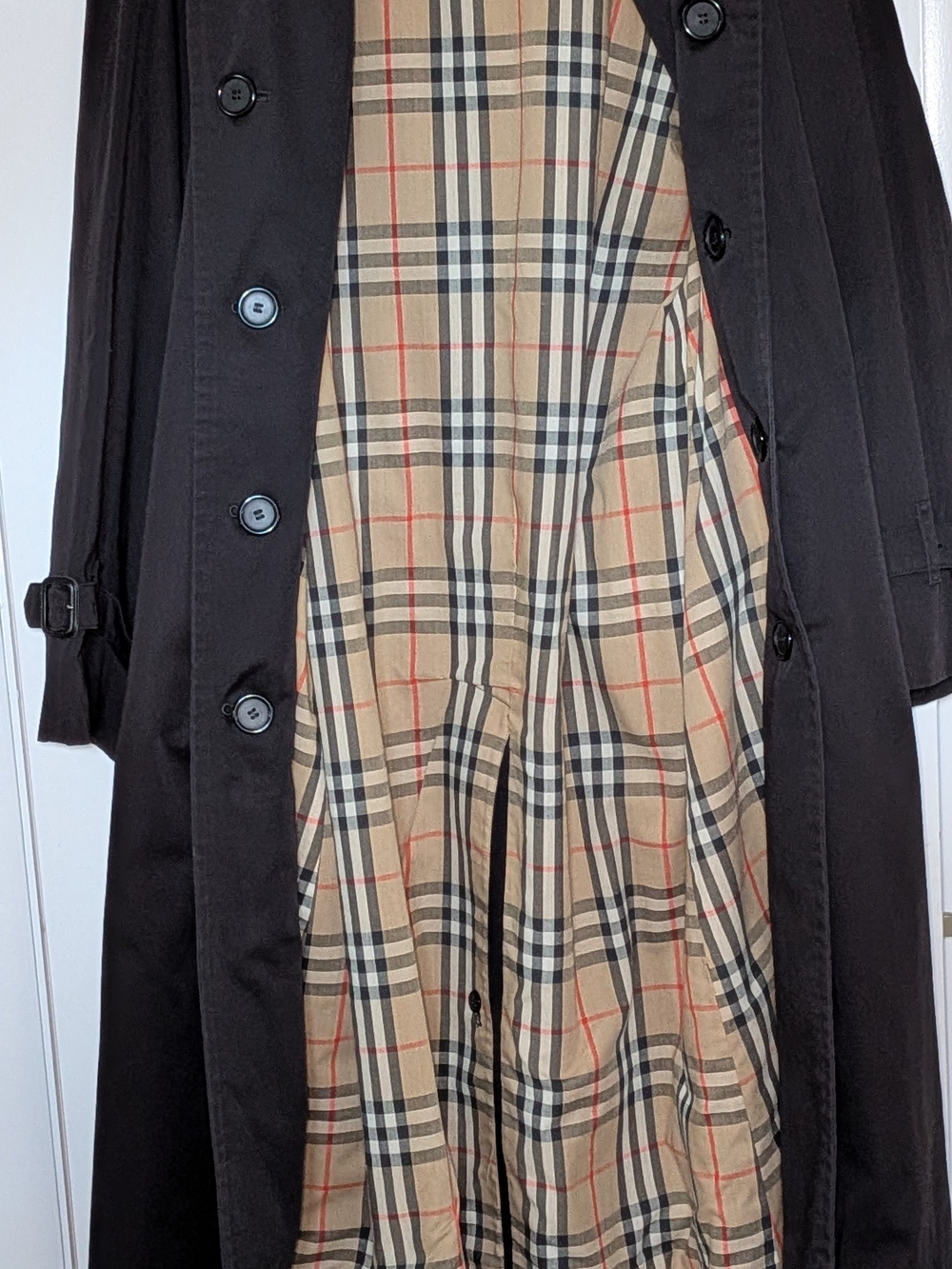 Vintage Burberrys of London Black Trench Coat Removable Wool Liner Nova Check - Picture 5 of 16